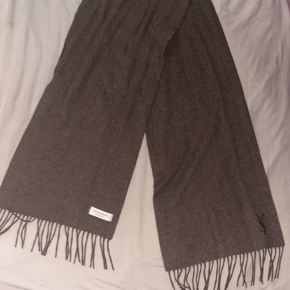 Yves Saint Laurent Accessories - Gray Fringed Scarf